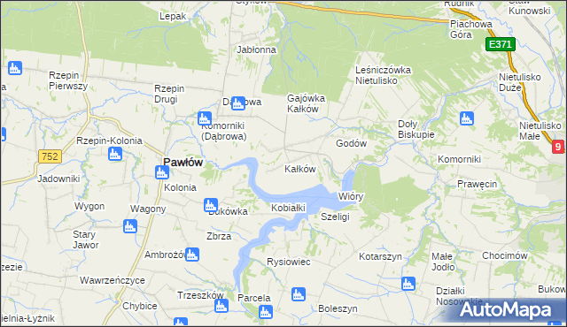 mapa Kałków gmina Pawłów, Kałków gmina Pawłów na mapie Targeo