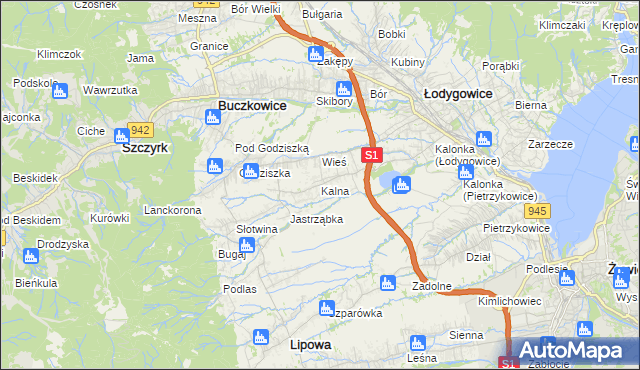 mapa Kalna, Kalna na mapie Targeo