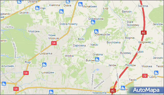 mapa Kalonka gmina Nowosolna, Kalonka gmina Nowosolna na mapie Targeo