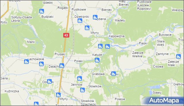 mapa Kałuże, Kałuże na mapie Targeo