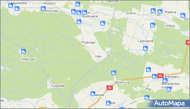 mapa Kały gmina Murów, Kały gmina Murów na mapie Targeo