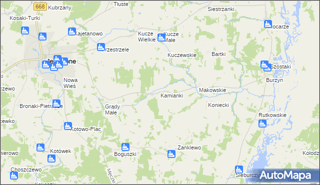 mapa Kamianki gmina Jedwabne, Kamianki gmina Jedwabne na mapie Targeo