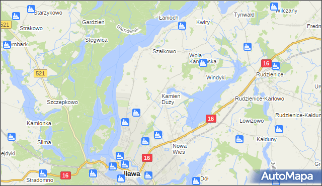 mapa Kamień Duży gmina Iława, Kamień Duży gmina Iława na mapie Targeo