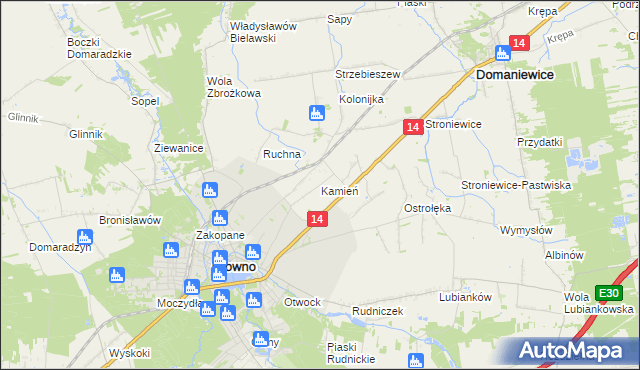 mapa Kamień gmina Głowno, Kamień gmina Głowno na mapie Targeo