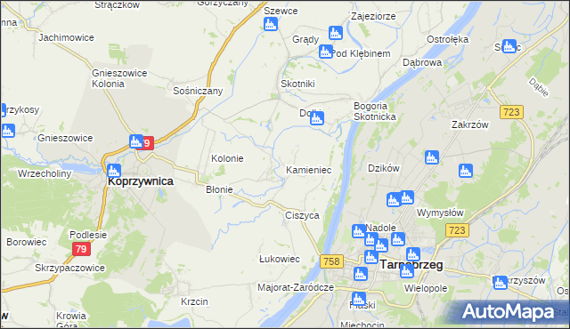 mapa Kamieniec gmina Koprzywnica, Kamieniec gmina Koprzywnica na mapie Targeo