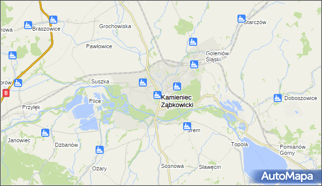 mapa Kamieniec Ząbkowicki, Kamieniec Ząbkowicki na mapie Targeo