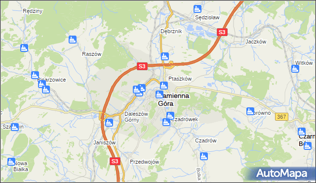 mapa Kamienna Góra, Kamienna Góra na mapie Targeo