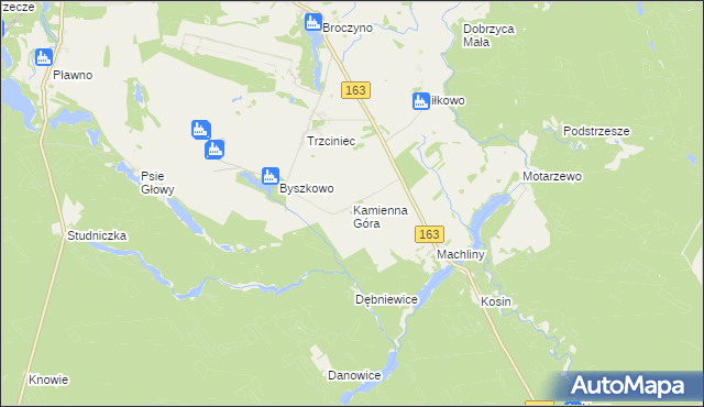 mapa Kamienna Góra gmina Czaplinek, Kamienna Góra gmina Czaplinek na mapie Targeo