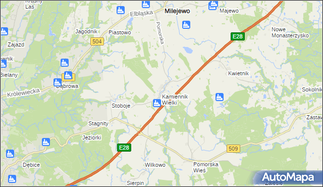 mapa Kamiennik Wielki, Kamiennik Wielki na mapie Targeo