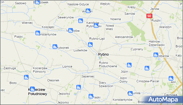 mapa Kamieńszczyzna gmina Rybno, Kamieńszczyzna gmina Rybno na mapie Targeo