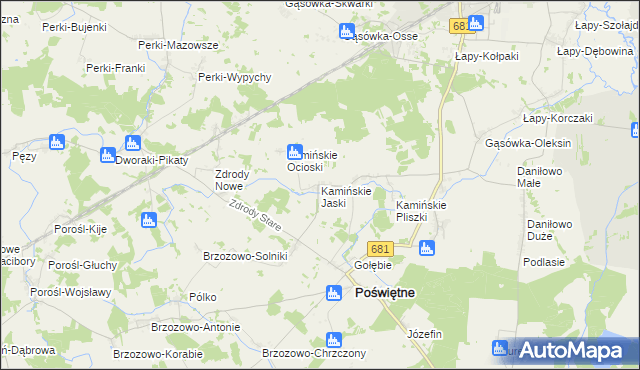 mapa Kamińskie Jaski, Kamińskie Jaski na mapie Targeo