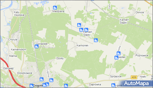 mapa Kamionek gmina Gogolin, Kamionek gmina Gogolin na mapie Targeo