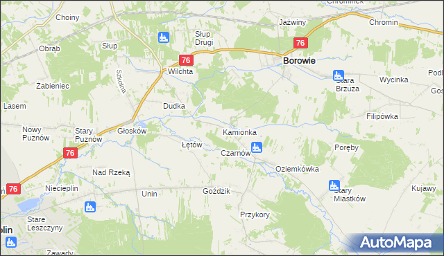 mapa Kamionka gmina Borowie, Kamionka gmina Borowie na mapie Targeo