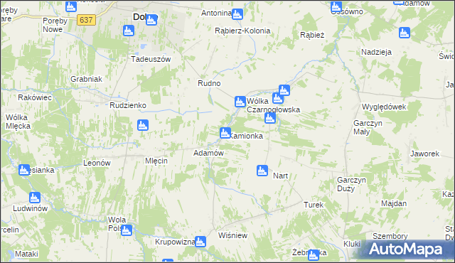 mapa Kamionka gmina Jakubów, Kamionka gmina Jakubów na mapie Targeo