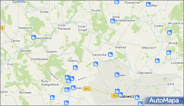 mapa Kamionka gmina Latowicz, Kamionka gmina Latowicz na mapie Targeo