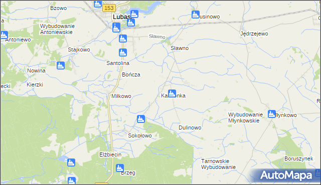 mapa Kamionka gmina Lubasz, Kamionka gmina Lubasz na mapie Targeo