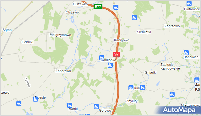 mapa Kamionka gmina Nidzica, Kamionka gmina Nidzica na mapie Targeo