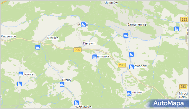 mapa Kamionka gmina Nowogród Bobrzański, Kamionka gmina Nowogród Bobrzański na mapie Targeo