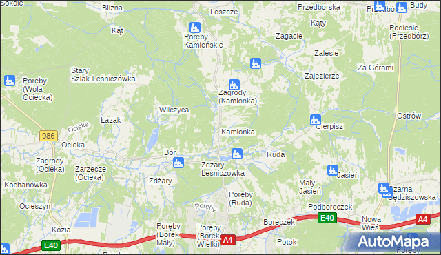 mapa Kamionka gmina Ostrów, Kamionka gmina Ostrów na mapie Targeo