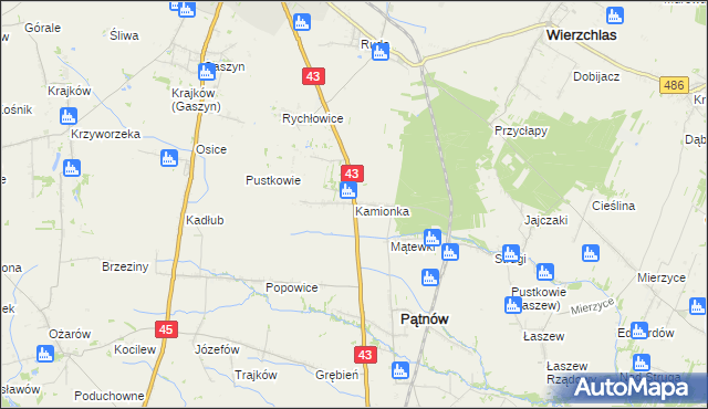 mapa Kamionka gmina Pątnów, Kamionka gmina Pątnów na mapie Targeo