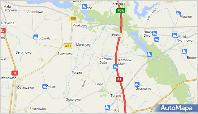 mapa Kamionki Duże, Kamionki Duże na mapie Targeo