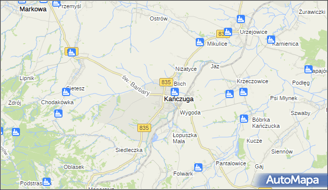 mapa Kańczuga powiat przeworski, Kańczuga powiat przeworski na mapie Targeo