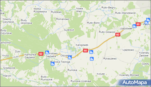 mapa Kanigówek, Kanigówek na mapie Targeo