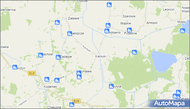 mapa Kaniuki gmina Podedwórze, Kaniuki gmina Podedwórze na mapie Targeo