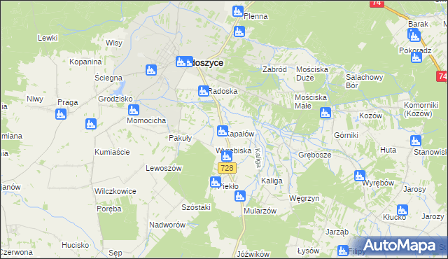 mapa Kapałów, Kapałów na mapie Targeo