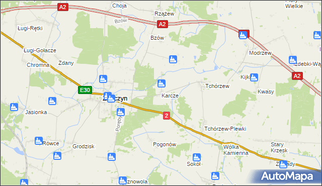 mapa Karcze gmina Zbuczyn, Karcze gmina Zbuczyn na mapie Targeo