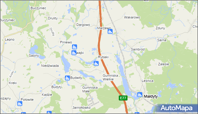 mapa Karczemka gmina Małdyty, Karczemka gmina Małdyty na mapie Targeo