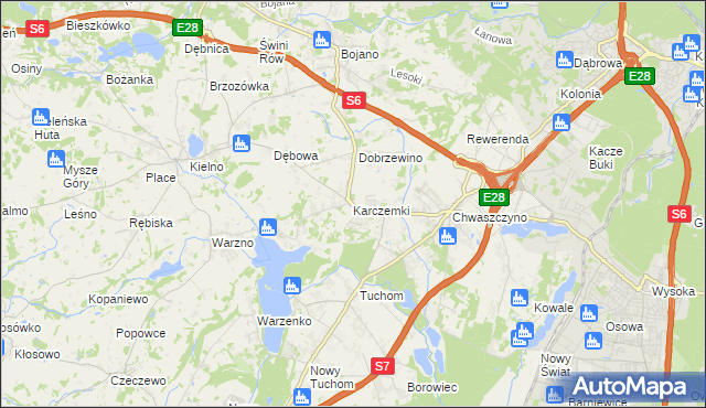 mapa Karczemki gmina Szemud, Karczemki gmina Szemud na mapie Targeo