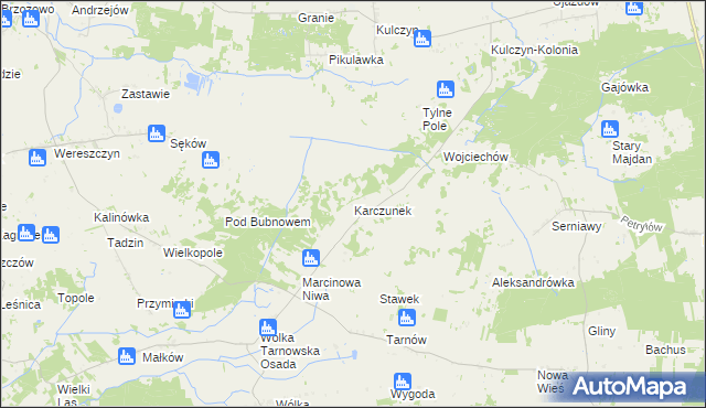 mapa Karczunek gmina Wierzbica, Karczunek gmina Wierzbica na mapie Targeo