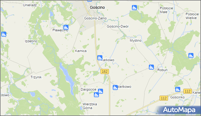 mapa Karkowo gmina Gościno, Karkowo gmina Gościno na mapie Targeo