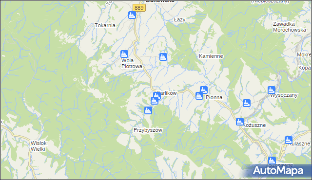 mapa Karlików gmina Bukowsko, Karlików gmina Bukowsko na mapie Targeo