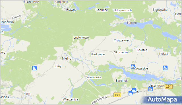 mapa Karłowice gmina Swarzędz, Karłowice gmina Swarzędz na mapie Targeo