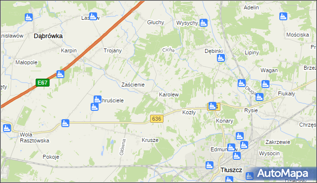 mapa Karolew gmina Dąbrówka, Karolew gmina Dąbrówka na mapie Targeo