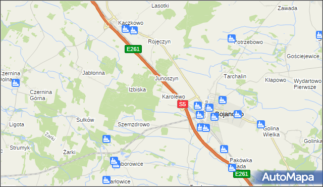 mapa Karolewo gmina Bojanowo, Karolewo gmina Bojanowo na mapie Targeo