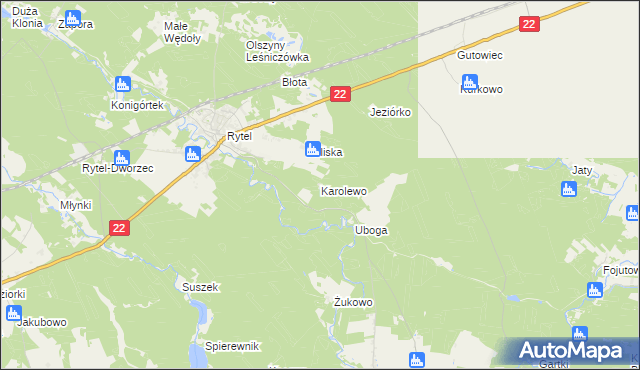 mapa Karolewo gmina Czersk, Karolewo gmina Czersk na mapie Targeo