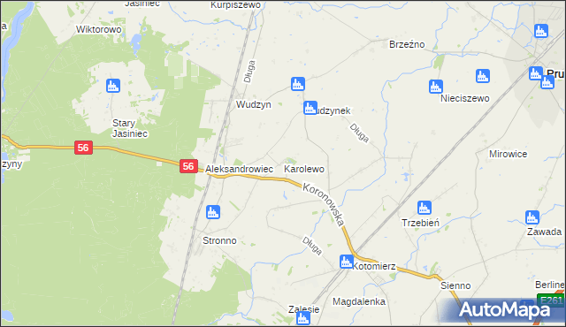 mapa Karolewo gmina Dobrcz, Karolewo gmina Dobrcz na mapie Targeo