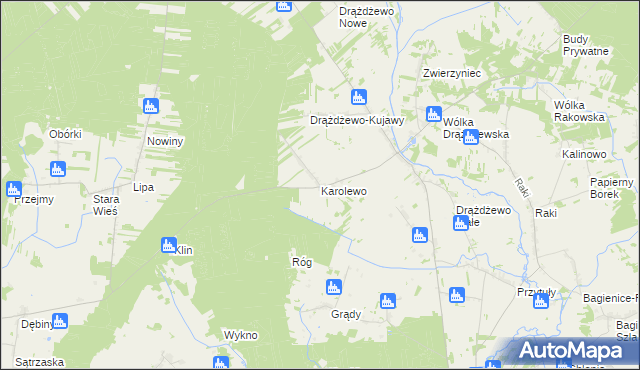 mapa Karolewo gmina Krasnosielc, Karolewo gmina Krasnosielc na mapie Targeo