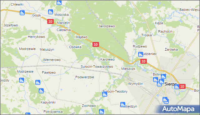 mapa Karolewo gmina Sierpc, Karolewo gmina Sierpc na mapie Targeo