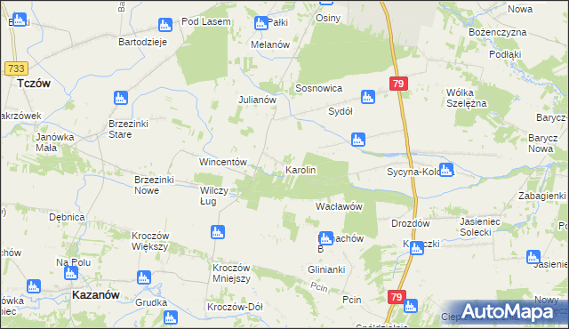 mapa Karolin gmina Zwoleń, Karolin gmina Zwoleń na mapie Targeo