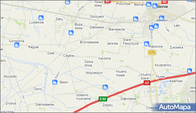 mapa Karolina gmina Baranów, Karolina gmina Baranów na mapie Targeo