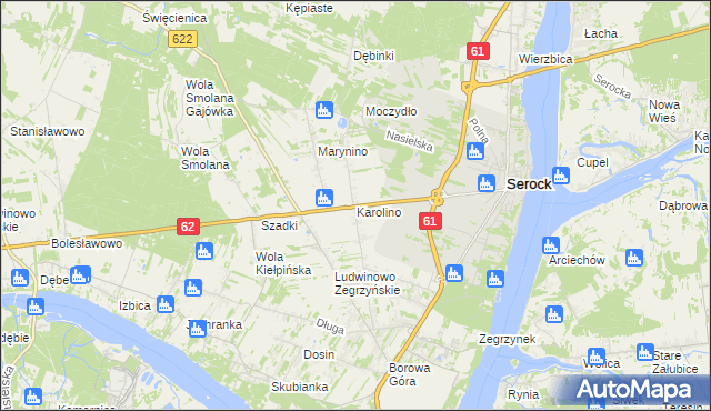 mapa Karolino gmina Serock, Karolino gmina Serock na mapie Targeo