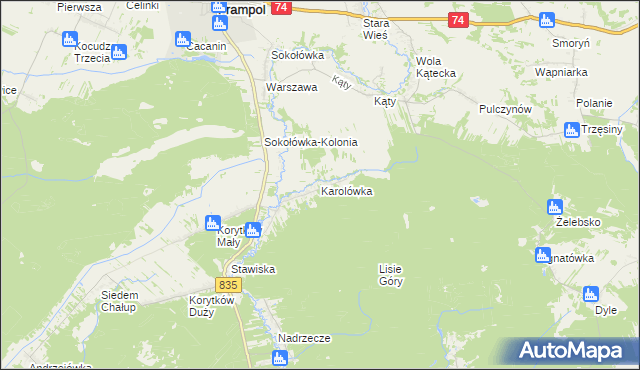 mapa Karolówka gmina Frampol, Karolówka gmina Frampol na mapie Targeo