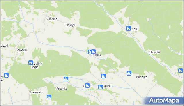 mapa Karpa gmina Pisz, Karpa gmina Pisz na mapie Targeo