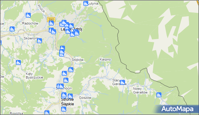 mapa Karpno gmina Lądek-Zdrój, Karpno gmina Lądek-Zdrój na mapie Targeo