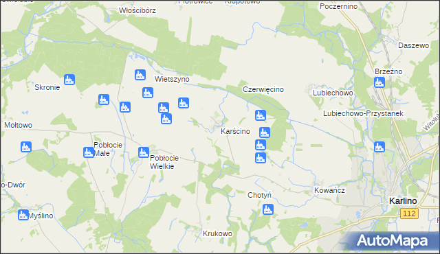 mapa Karścino, Karścino na mapie Targeo