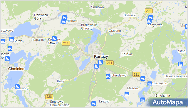 mapa Kartuzy, Kartuzy na mapie Targeo